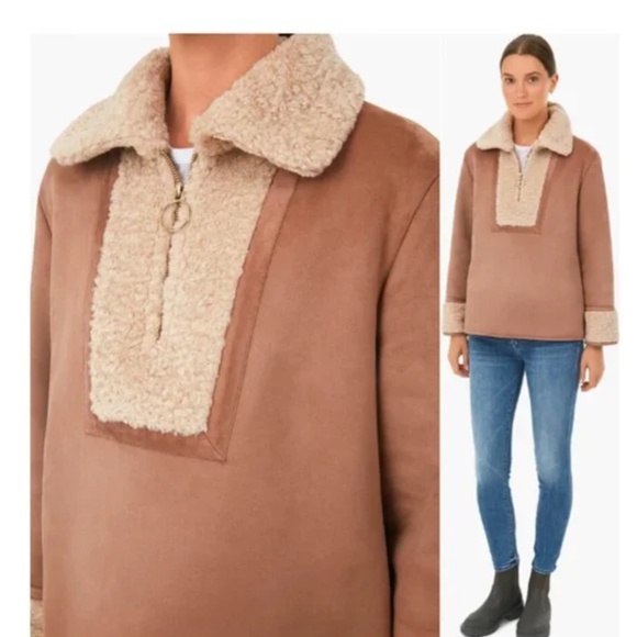 Tuckernuck | Stella Camel Shearling 1/4 Zip Sherpa Jacket Size S - Picture 4 of 6